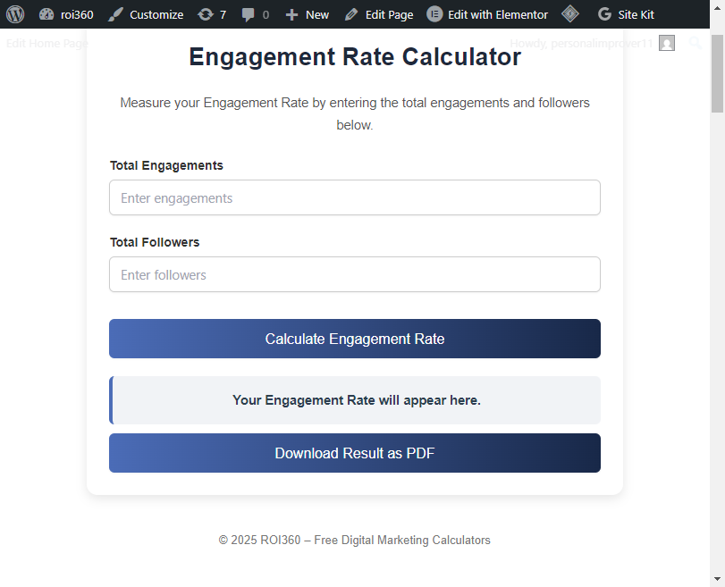 Engagement Rate Calculator interface
